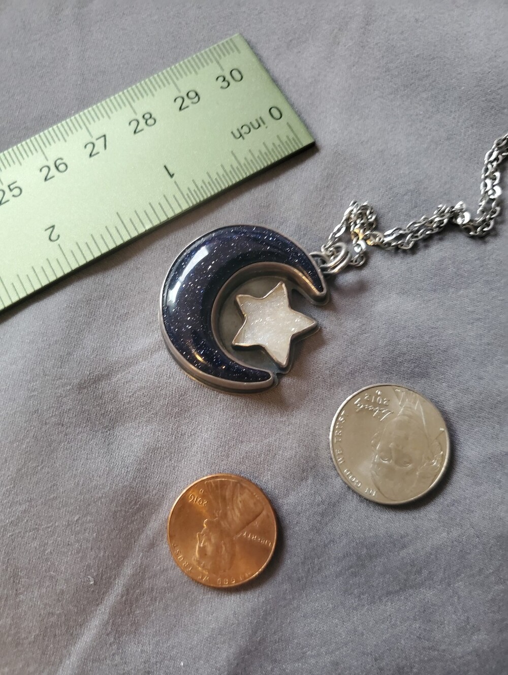 Lisa J Designs Sterling Silver Crescent Moon Necklace Etsy Ooak Goldstone Drusy